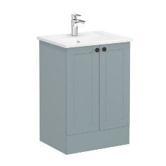 Vitra Root Classic 68753 Lavabo Dolabı, Kapaklı, 60 Cm, Yerden, Mat Fiyord Yeşili, Köşeli Lavabolu